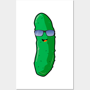 Cool Kawaii Cucumber Dill in Sunglasses Posters and Art